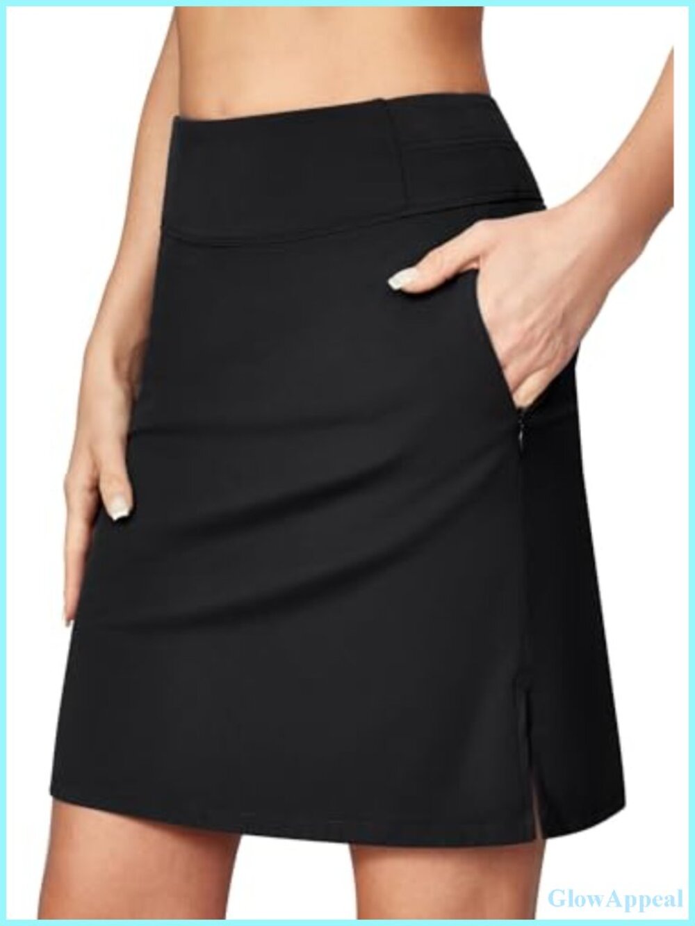 Women's Knee-Length Skort High Waist Golf Tennis Skirt with Pockets Built-in
